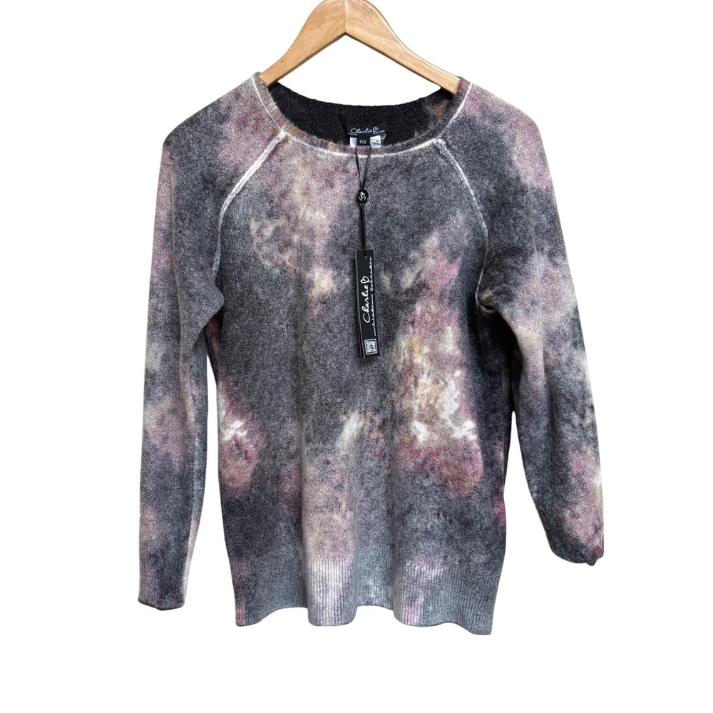 NWT Charlie B Reversible Ombre Knit Sweater P/S Grey Pink C2268Y-918A